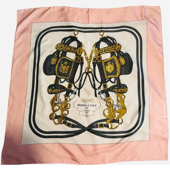 Hermes Pink and Gold Brides de Gala Silk Scarf with Box - Picture 3 of 7